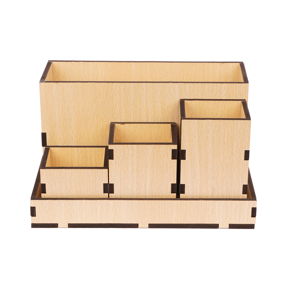 The Writershub Elegant Customizable MDF Pen Box – 4 Compartment Desk Organizer