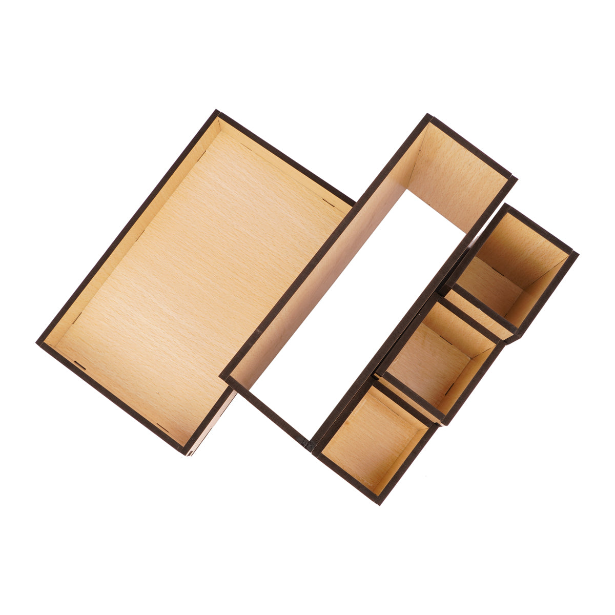 The Writershub Elegant Customizable MDF Pen Box – 4 Compartment Desk Organizer