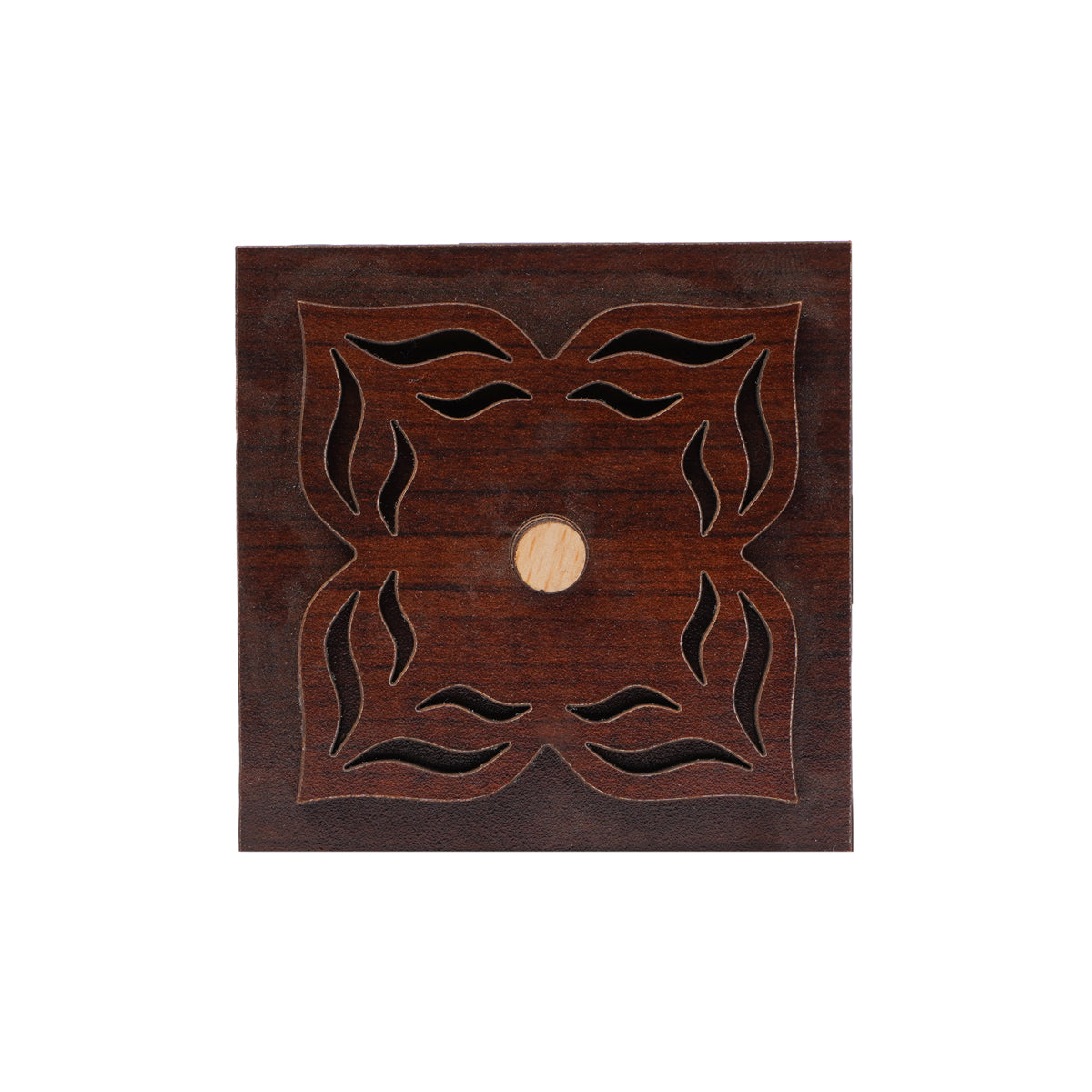 The Writershub Handcrafted Wooden Jewellery Box with Carved Floral Lid (Square)