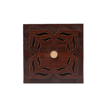The Writershub Handcrafted Wooden Jewellery Box with Carved Floral Lid (Square)