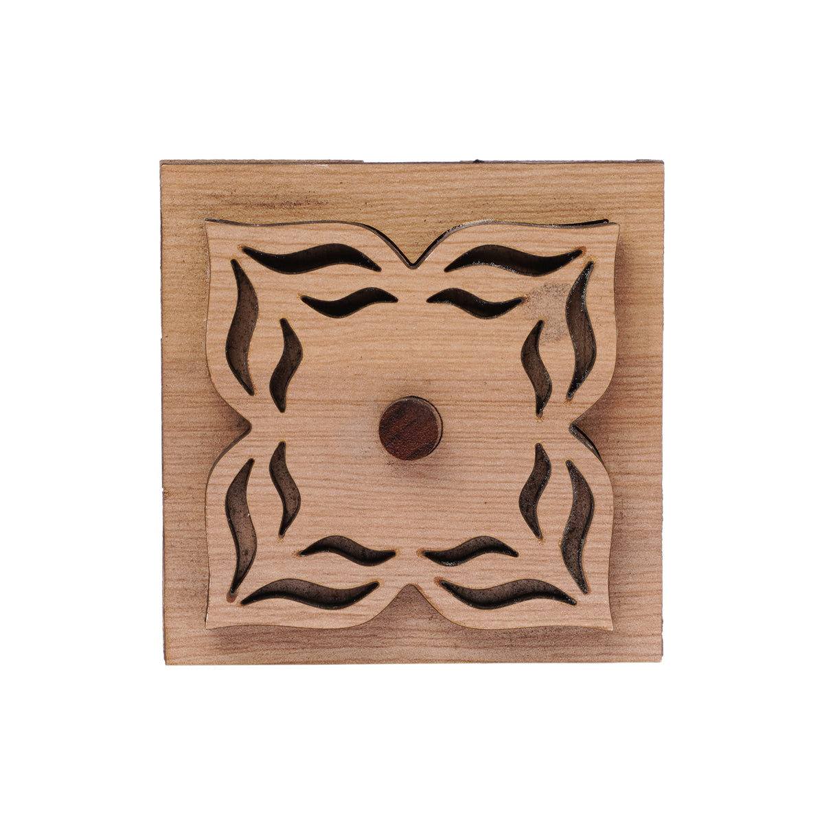 The Writershub Handcrafted Wooden Jewellery Box with Carved Floral Lid (Square)