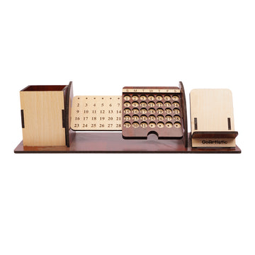 The Writershub Wooden Desk Organizer with Perpetual Calendar, Pen Holder & Mobile Stand