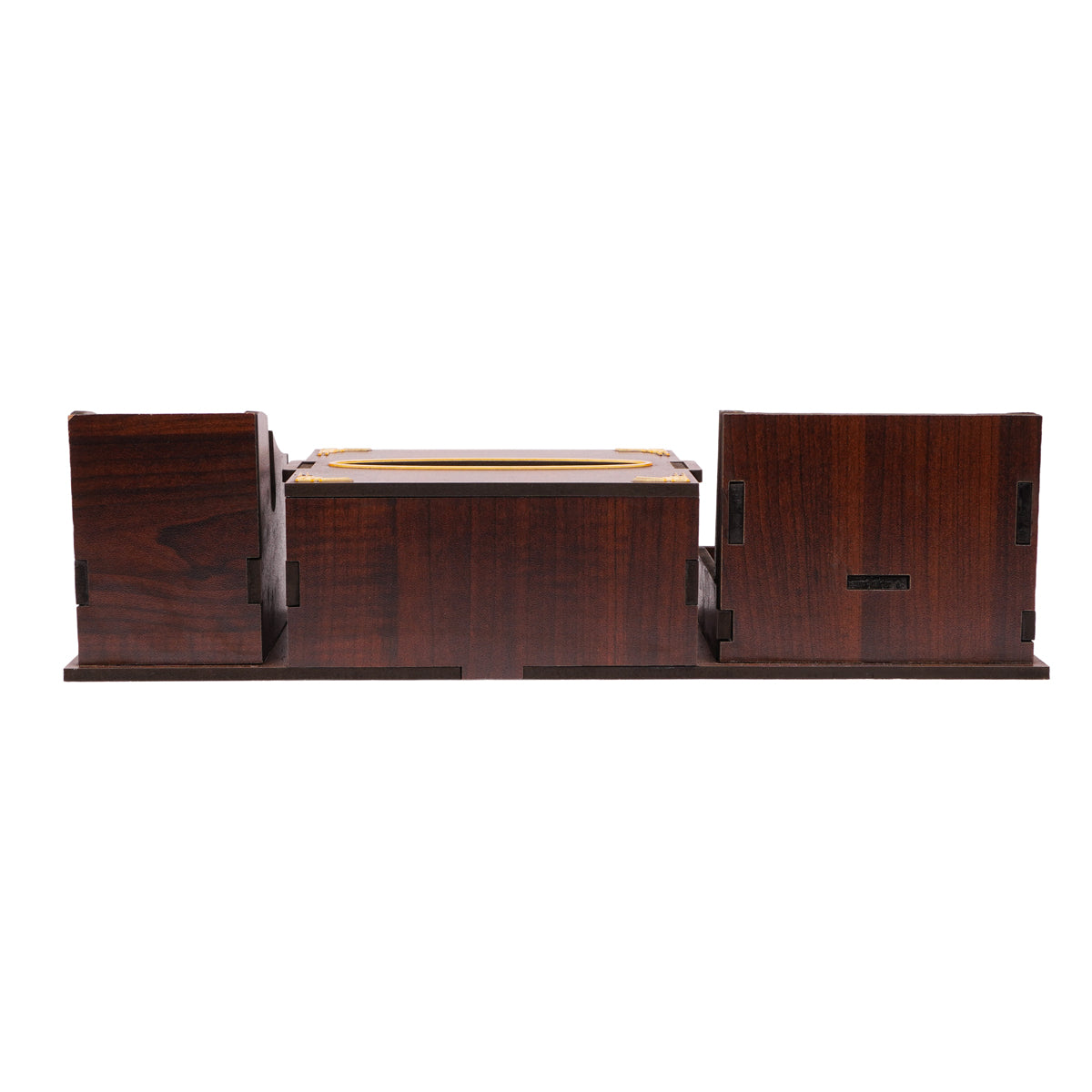 The Writershub Wooden Desk Organizer with Tissue Holder, Pen & Utility Compartments