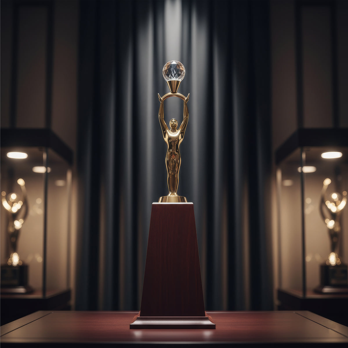 The Writershub Golden Figurine Crystal Diamond Trophy – Premium Corporate Award (32 cm)