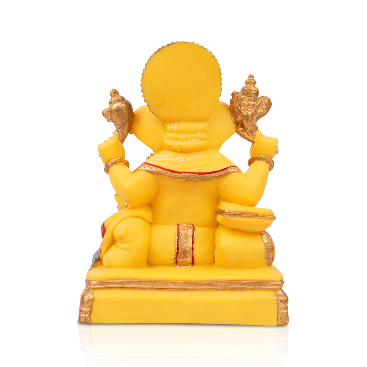 The Writershub Yellow & Gold Lord Ganesha Idol – Decorative Pooja Showpiece