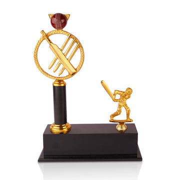 The Writershub Cricket Champion Trophy – Premium Gold & Black Award (35 cm)
